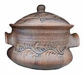 Кастрюля Дворянская №1 Р4163, объем 3 л, красная глина, без глазури, с крышкой