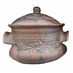 Кастрюля Дворянская №1 Р4163, объем 3 л, красная глина, без глазури, с крышкой