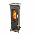 Печь-камин TMF Статика Тетра Мини черная бронза 6 кВт, d120мм, до 100 куб.м