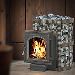 Печь для бани Везувий Легенда Ковка 12 дверка 220, 12 кВт, d115 мм, до 14 куб.м