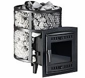 Печь для бани Атмосфера М, чугун, сетка из нержавейки, 14 кВт, d115, до 14 куб.м