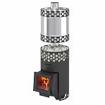 Печь для бани Везувий Пчелка С, с баком, дверца стекло, 14 кВт, d115 мм, до 14 куб.м