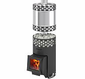 Печь для бани Везувий Пчелка С, с баком, дверца стекло, 14 кВт, d115 мм, до 14 куб.м
