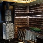 Печь для бани ПроМеталл Атмосфера L, чугун,  сетка из нержавейки, с газовой горелкой, 20 кВт, d 115/140 мм, до 20 куб.м