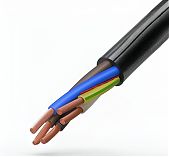 Провод силовой КГ-тп 5х1.5 кв.мм, установочный, черный, длина 1 метр