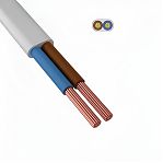 Провод силовой ПУГНП/ПБППг Москабель 2х1.5 кв.мм, установочный, белый, длина 1 метр