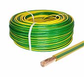 Провод силовой ПуГВ гибкий ПВ 3, 1х6 кв.мм, установочный, желто-зеленый, длина 10 метров