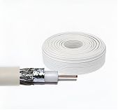 Кабель коаксиальный RG-6, 1х0.9 кв.мм, телевизионный, белый, длина 30 метров