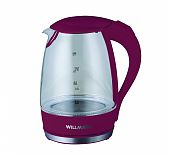 Чайник электрический WILLMARK WEK-1708G 1.7 л, 2.2 кВт, стекло, бордовый
