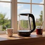 Чайник Brayer BR6112BK 2200 Вт, 1.7 л, черный, с LED подсветкой Для визуального контроля