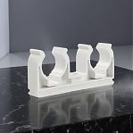 Клипса крепеж полипропиленовая Pro Aqua 25 мм, PA18510P, двойная, без зажима, для труб, белая