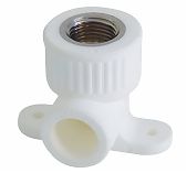 Угол полипропиленовый Pro Aqua PA28012P 25-1/2" ВР, комбинированный с креплением, белый