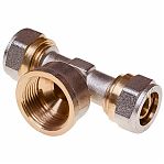 Тройник резьбозажимной 16-3/4"-16 мм, переходной, с накидной гайкой, латунь