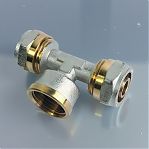 Тройник резьбозажимной 16-3/4"-16 мм, переходной, с накидной гайкой, латунь