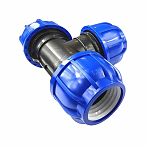 Тройник для труб ПНД 63х63х63 мм, обжимной, полипропилен, для систем холодного водоснабжения