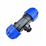 Тройник для труб ПНД КП709040 40х1 1/4"х40, НР, 16 бар, переходной, синий