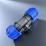 Тройник для труб ПНД КП709040 40х1 1/4"х40, НР, 16 бар, переходной, синий