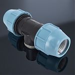 Тройник для труб ПНД 63х2"х63, ВР, 10 бар, переходной, голубой