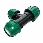 Тройник обжимной труб ПНД 75х75х50 мм, 10 бар, переходной, зеленый