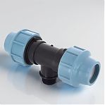 Тройник для труб ПНД 32х1"х32, НР, 10 бар, переходной, голубой