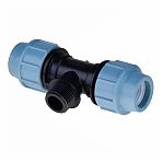 Тройник для труб ПНД 32х1"х32, НР, 10 бар, переходной, голубой