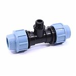 Тройник для труб ПНД 32х1"х32, НР, 10 бар, переходной, голубой