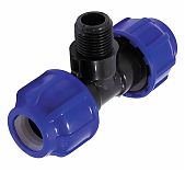 Тройник для труб ПНД 20х3/4"х20 мм, ВР, 10 бар, переходной, синий