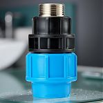 Муфта полипропиленовая Джилекс, 32-1" НР, комбинированная, синяя