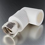 Угол полипропиленовый Pro Aqua 20-1/2" комбинированный, с накидной гайкой, белый