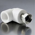 Угол полипропиленовый Pro Aqua 20-1/2" комбинированный, с накидной гайкой, белый