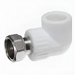 Угол полипропиленовый Pro Aqua 20-1/2" комбинированный, с накидной гайкой, белый