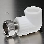 Угол полипропиленовый Pro Aqua 20-1/2" комбинированный, с накидной гайкой, белый