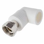 Угол полипропиленовый Pro Aqua 20-1/2" комбинированный, с накидной гайкой, белый