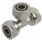 Тройник обжимной 1277-4334, 16х16х16 мм, равнопроходной, с накидной гайкой, латунь никелированная