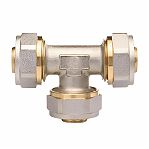 Тройник обжимной 20х20х20 мм, ц/ц/ц, латунь, для металлопластиковых труб