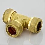 Тройник обжимной Gappo 32х32х32 мм, G1254.3232, с накидной гайкой, латунь