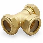 Тройник обжимной Gappo 32х32х32 мм, G1254.3232, с накидной гайкой, латунь