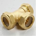 Тройник обжимной Gappo 32х32х32 мм, G1254.3232, с накидной гайкой, латунь