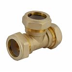 Тройник обжимной Gappo 32х32х32 мм, G1254.3232, с накидной гайкой, латунь