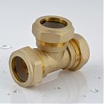 Тройник обжимной Gappo 32х32х32 мм, G1254.3232, с накидной гайкой, латунь