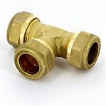 Тройник обжимной Gappo 32х32х32 мм, G1254.3232, с накидной гайкой, латунь