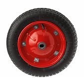 Колесо для тачки, с подшипником, диаметр 340 мм, полиуретан, красное