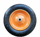 Колесо для тачки, с подшипником, диаметр 360 мм, полиуретан, оранжевое