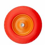 Колесо для тачки, с подшипником, диаметр 385 мм, полиуретан, оранжевое