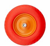 Колесо для тачки, с подшипником, диаметр 385 мм, полиуретан, оранжевое