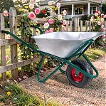 Тачка строительная Мастер Скорпион, металл, 1 широкое колесо, объем 110 л, до 350 кг, оцинкованная