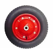 Колесо для тачки, с подшипником, диаметр 360 мм, полиуретан, красное