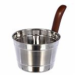 Ушат для бани и сауны, Банные штучки 32031, объем 4 л, нержавеющая сталь, деревянная рукоятка