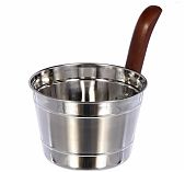Ушат для бани и сауны, Банные штучки 32031, объем 4 л, нержавеющая сталь, деревянная рукоятка