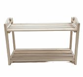Подставка под обувь, Липа, для бани и сауны, резные ручки, 2 полки, 350х450х700 мм, дерево